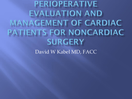 Preoperative Evaluation and Management of Cardiac Patients