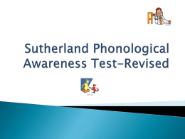 Sutherland Phonological Awareness Test-Revised - OLSEL-B
