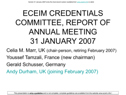 ECEIM CREDENTIALS COMMITTEE, REPORT OF ANNUAL …