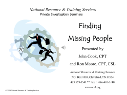 Locating Missing Persons - N.R.T.S. Online Training