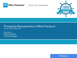 Processing Recoupments in Office Practicum April 23, 2015