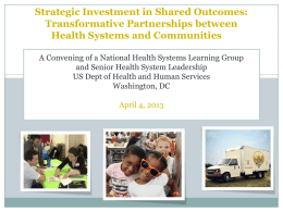 Transformational Partnerships between Health Systems and
