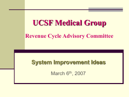 UCSF Medical Group Revenue Cycle Advisory Committee