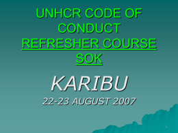UNHCR Code of Conduct Refresher Course SOK