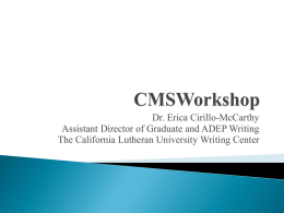 CMSWorkshop - California Lutheran University