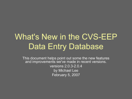 CVS-EEP Data Entry