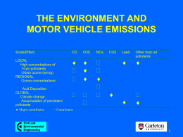 THE ENVIRONMENT AND MOTOR VEHICLE EMISSIONS
