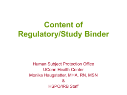 Content of Regulatory Binder