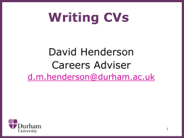 Writing CVs - Durham University