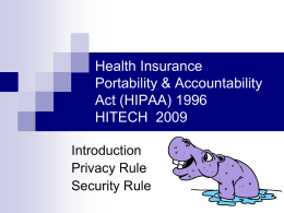 Health Insurance Portability & Accountability Act (HIPAA)