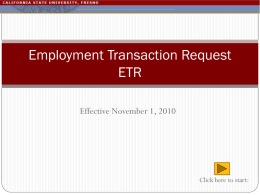 Employment Transaction Request ETR