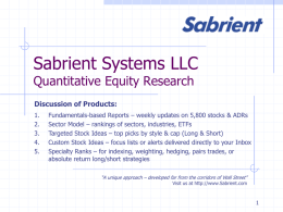 Sabrient Systems Research Methodology