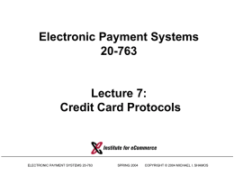 Credit Card Protocols 2004 - Carnegie Mellon University