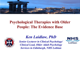 Empirical Review of Psychotherapy for Late Life Depression