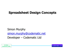 Spreadsheet Design Concepts
