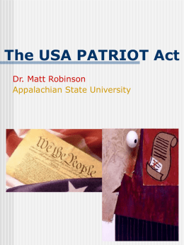 The USA Patriot Act - Appalachian State University