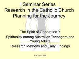 Seminar Series Research in the Catholic Church: Planning