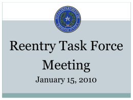 Reentry Task Force Meeting, January 15, 2010