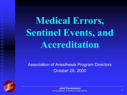 Sentinel Events and Medical Errors