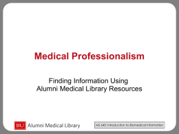 Medical Professionalism - Alumni Medical Library
