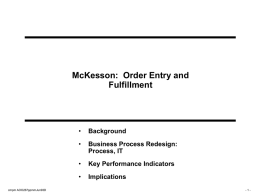 McKesson: Order Entry and Fulfillment