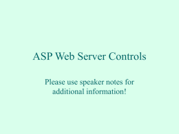 ASP Web Server Controls - Bristol Community College