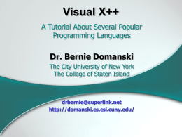 Visual X++:  - Dr Bernie Domanski's CSI/CUNY Website