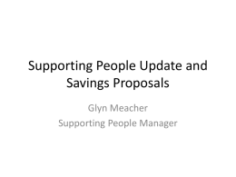 Supporting People Savings Proposals