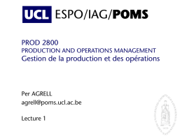 PROD 2800 PRODUCTION AND OPERATIONS MANAGEMENT Gestion …