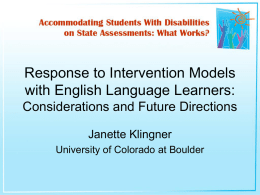 Response to Intervention Models with English Language
