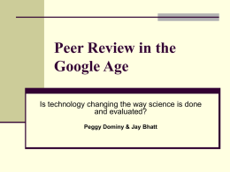Peer Review in the Google Age