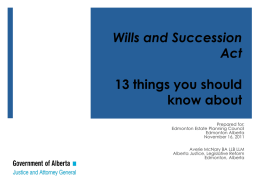 The New Wills and Succession Act SA 2010 c. 12.2