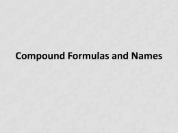 Compound Formulas and Names