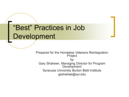 Best” Practices in Job Development