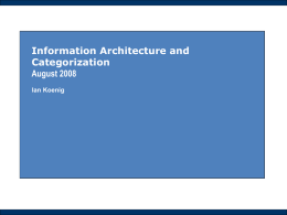 Information Architecture and Categorization