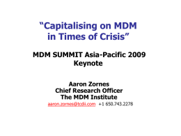 Capitalizing on MDM in Times of Crisis
