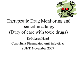Monitoring Medication (Toxic drugs)