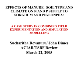 Simulation Of The Effects Of Manure Quality, Soil Type