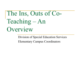 The Ins, Outs of Co-Teaching – An Overview