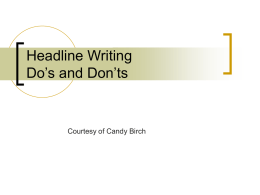 Headline Writing Do’s and Don’ts