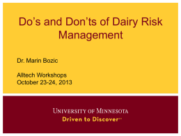 Do's and Don'ts of Dairy Risk Management