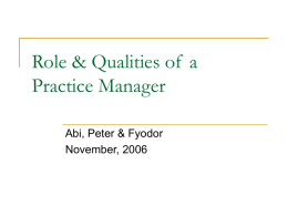 Role & Qualities of a Practice Manager