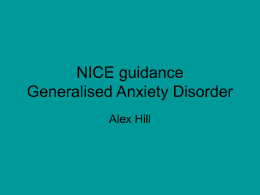 NICE guidance Generalised Anxiety Disorder