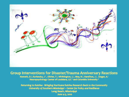 Group Interventions for Disaster/Trauma Anniversary