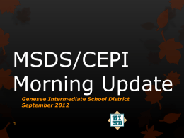 CEPI Update - Genesee Intermediate School District