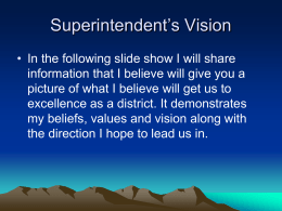 Superintendent’s Vision