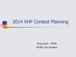 2014 VHF Contest Planning