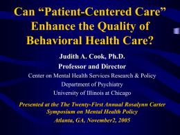 Can Patient-Centered Care Enhance the Quality of