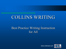 COLLINS WRITING PROGRAM Ideas for Today and Tomorrow