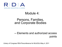 Persons, Families, and Corporate Bodies